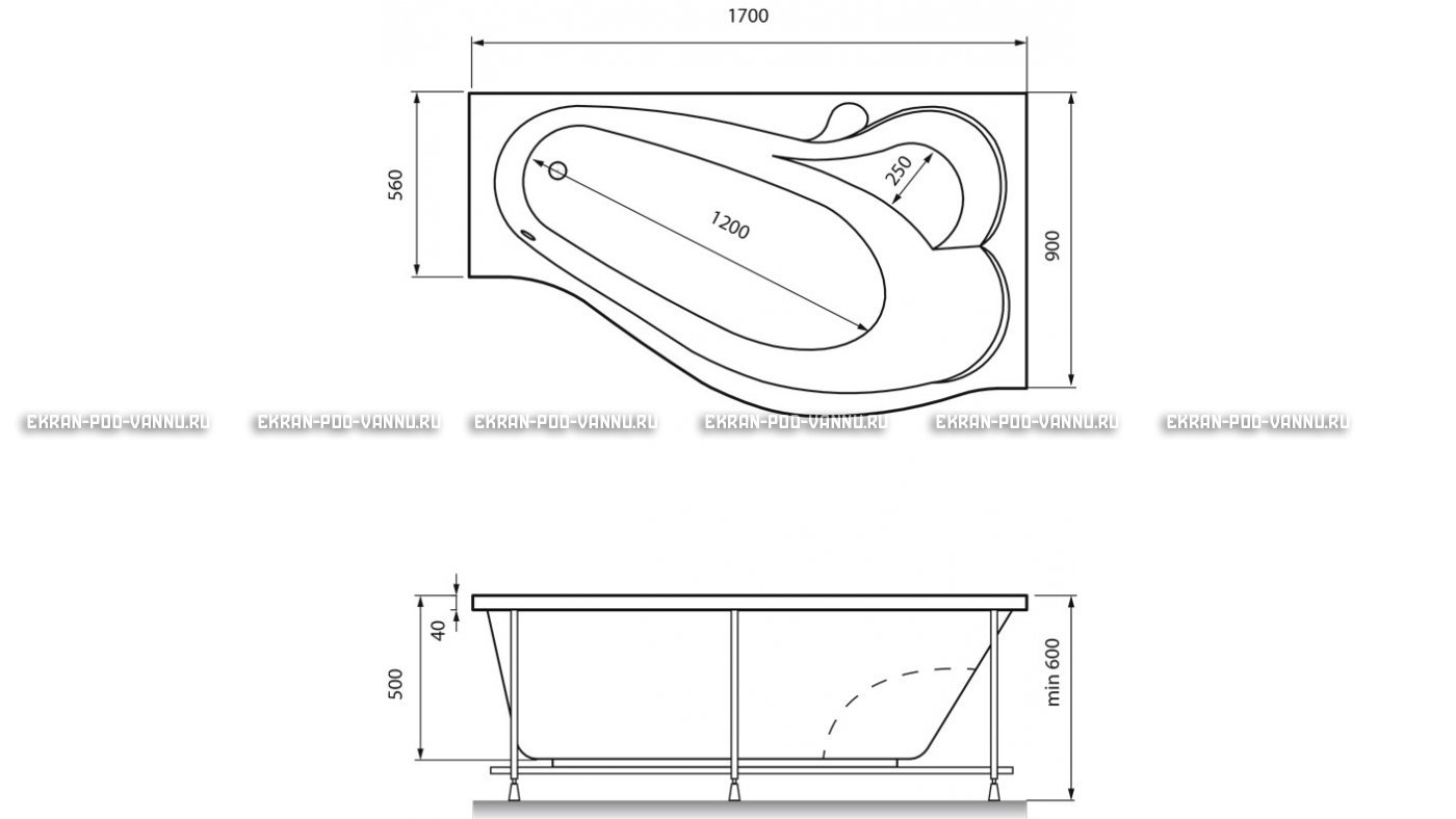 Акриловая ванна Relisan Isabella 170x90x60 – купить по цене 24130 руб. в интернет-магазине в городе Тверь картинка 13
