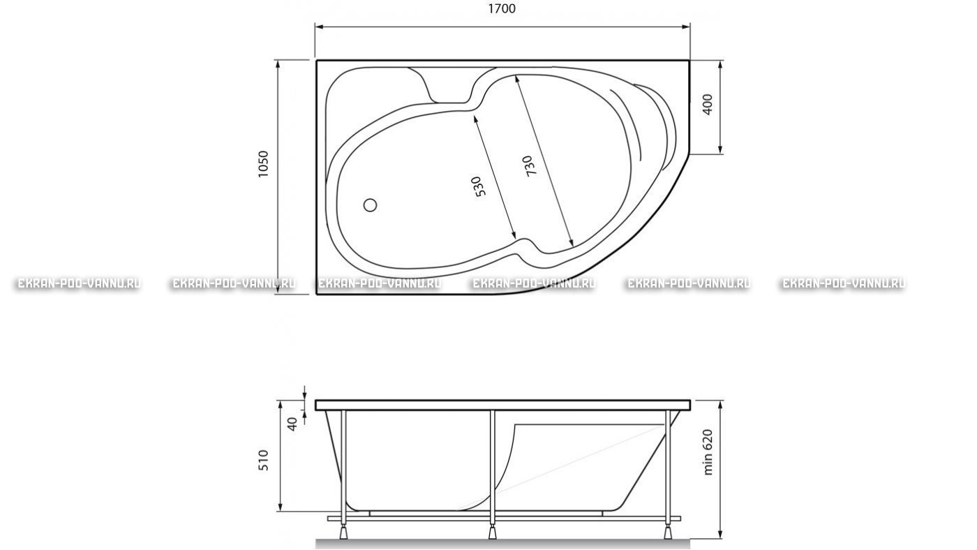 Акриловая ванна Relisan Sofi 170x105 – купить по цене 23480 руб. в интернет-магазине в городе Тверь картинка 13