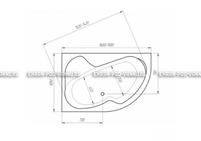 Акриловая ванна 1MarKa Aura 150x105 – купить по цене 16250 руб. в интернет-магазине в городе Тверь картинка 3