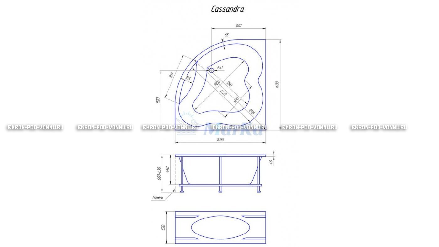 Акриловая ванна 1MarKa Cassandra 140x140 – купить по цене 18620 руб. в интернет-магазине в городе Тверь картинка 19