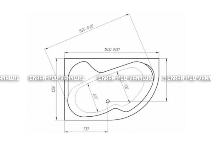 Акриловая ванна 1MarKa Imago 160x105 – купить по цене 16700 руб. в интернет-магазине в городе Тверь картинка 3