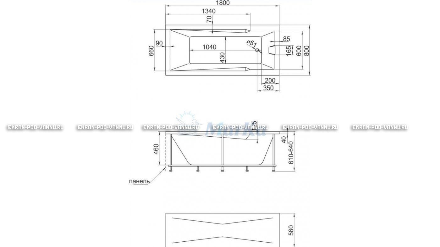Акриловая ванна 1MarKa Raguza 180x80 – купить по цене 17854 руб. в интернет-магазине в городе Тверь картинка 13