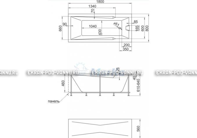 Акриловая ванна 1MarKa Raguza 180x80 – купить по цене 17854 руб. в интернет-магазине в городе Тверь картинка 4
