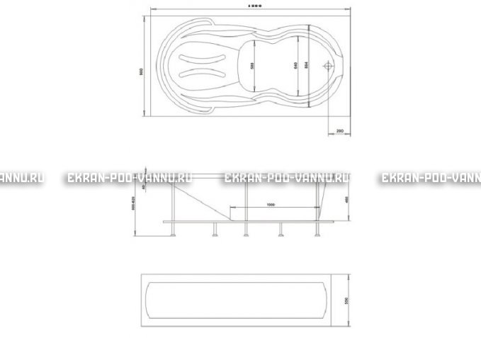 Акриловая ванна 1MarKa Taormina 180x90 – купить по цене 17670 руб. в интернет-магазине в городе Тверь картинка 3