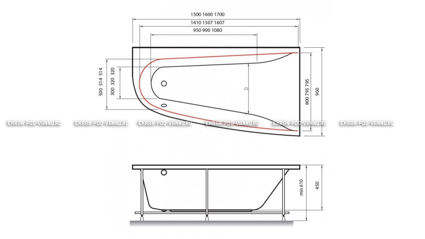 Акриловая ванна Vayer Boomerang 150x90 – купить по цене 42270 руб. в интернет-магазине в городе Тверь картинка 10