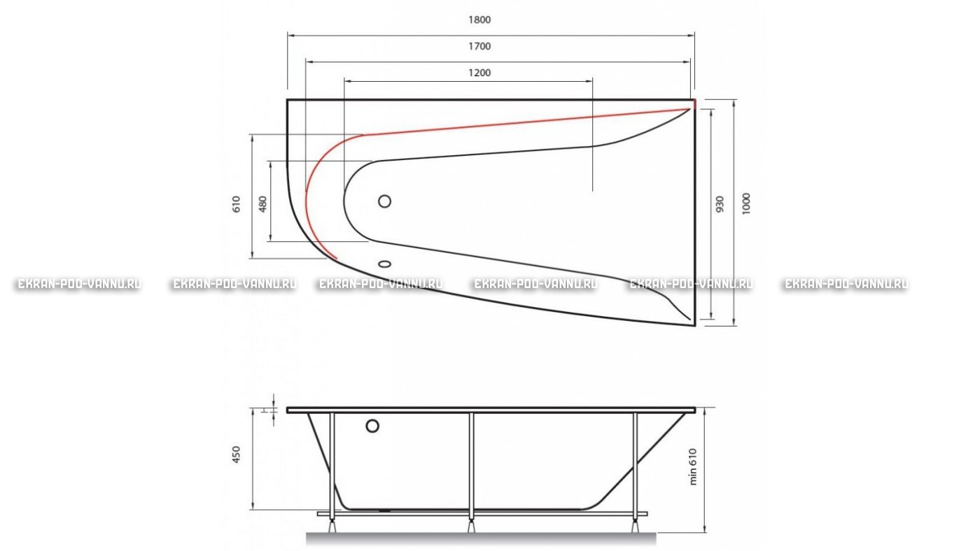 Акриловая ванна Vayer Boomerang 180x100 – купить по цене 53030 руб. в интернет-магазине в городе Тверь картинка 13