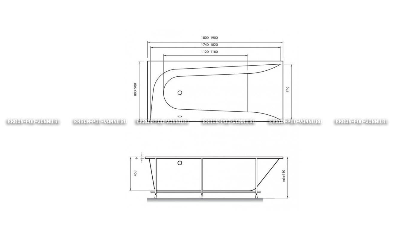 Акриловая ванна Vayer Boomerang 190x90 – купить по цене 53050 руб. в интернет-магазине в городе Тверь картинка 15