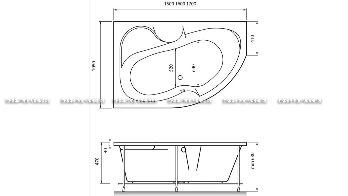 Акриловая ванна Vayer Azalia 150x105 – купить по цене 27800 руб. в интернет-магазине в городе Тверь картинка 16