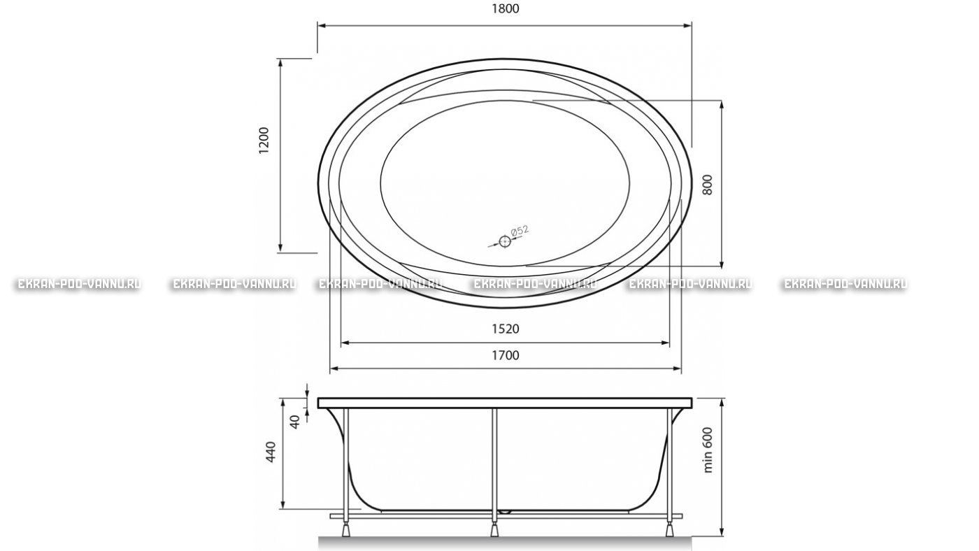 Акриловая ванна Vayer Opal 180x120 – купить по цене 33850 руб. в интернет-магазине в городе Тверь картинка 13