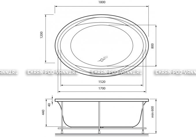Акриловая ванна Vayer Opal 180x120 – купить по цене 33850 руб. в интернет-магазине в городе Тверь картинка 4