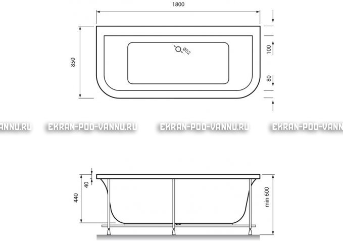 Акриловая ванна Vayer Options BTW 180x85 – купить по цене 25880 руб. в интернет-магазине в городе Тверь картинка 4